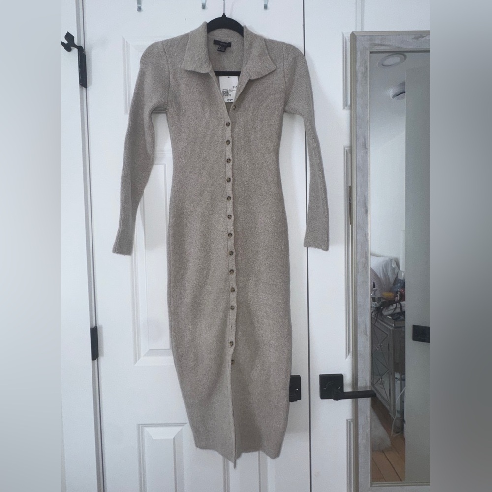 Forever 21 Taupe Long Sleeve Knit Dress